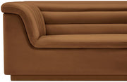 Cascade 72" Velvet Upholstered Fabric Upholstered Loveseat in Saddle - 192Saddle-L