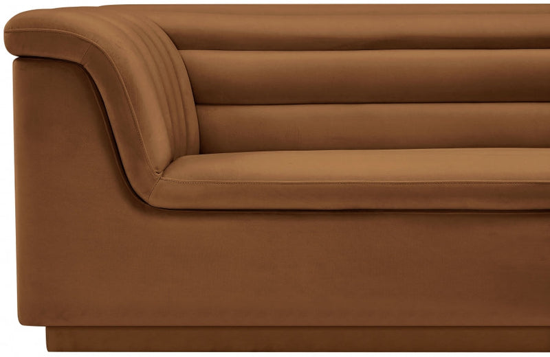 Cascade 72" Velvet Upholstered Fabric Upholstered Loveseat in Saddle - 192Saddle-L