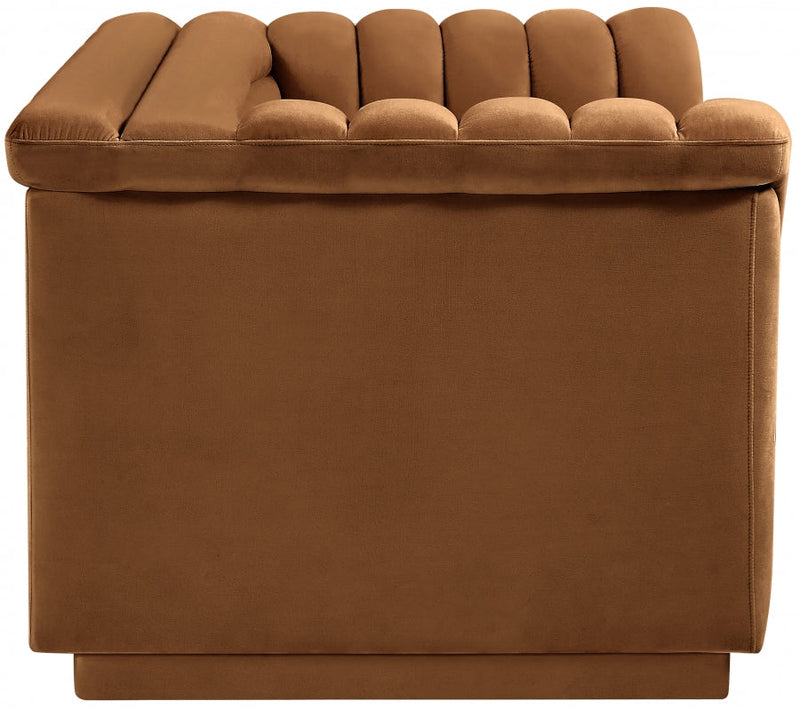 Cascade 72" Velvet Upholstered Fabric Upholstered Loveseat in Saddle - 192Saddle-L
