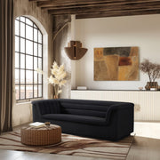 Cascade 94" Velvet Upholstered Fabric Upholstered Sofa in Black - 192Black-S