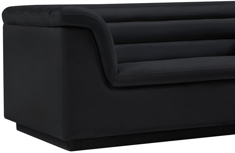 Cascade 94" Velvet Upholstered Fabric Upholstered Sofa in Black - 192Black-S