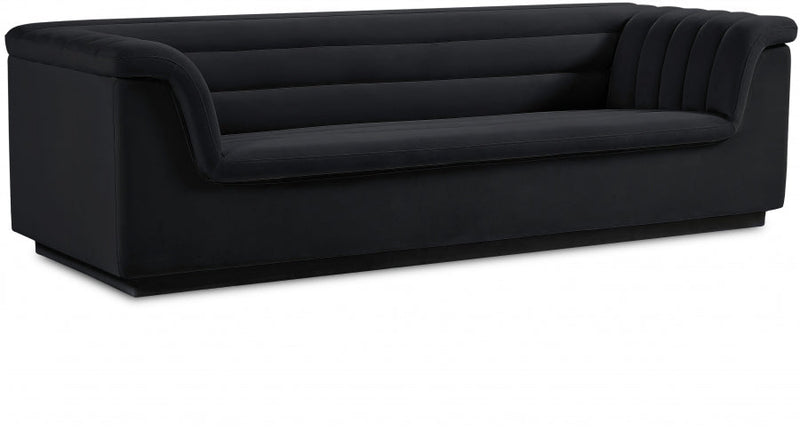 Cascade 94" Velvet Upholstered Fabric Upholstered Sofa in Black - 192Black-S