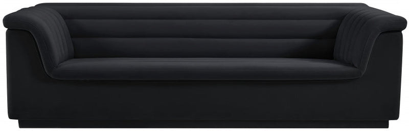 Cascade 94" Velvet Upholstered Fabric Upholstered Sofa in Black - 192Black-S