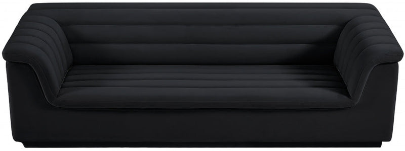 Cascade 94" Velvet Upholstered Fabric Upholstered Sofa in Black - 192Black-S