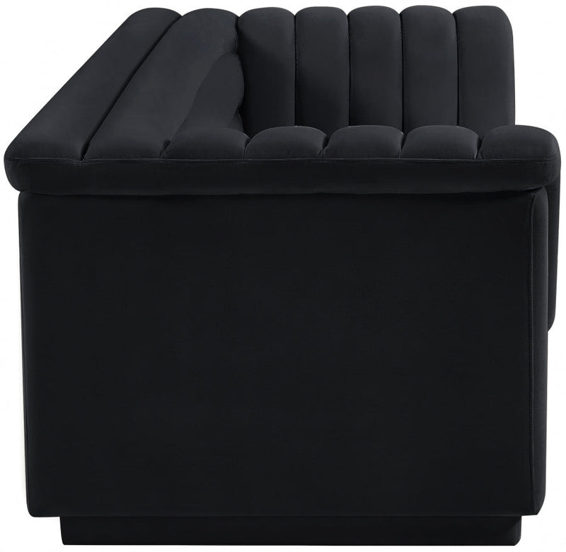 Cascade 94" Velvet Upholstered Fabric Upholstered Sofa in Black - 192Black-S