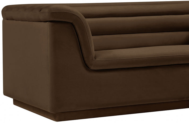 Cascade 94" Velvet Upholstered Fabric Upholstered Sofa in Brown - 192Brown-S