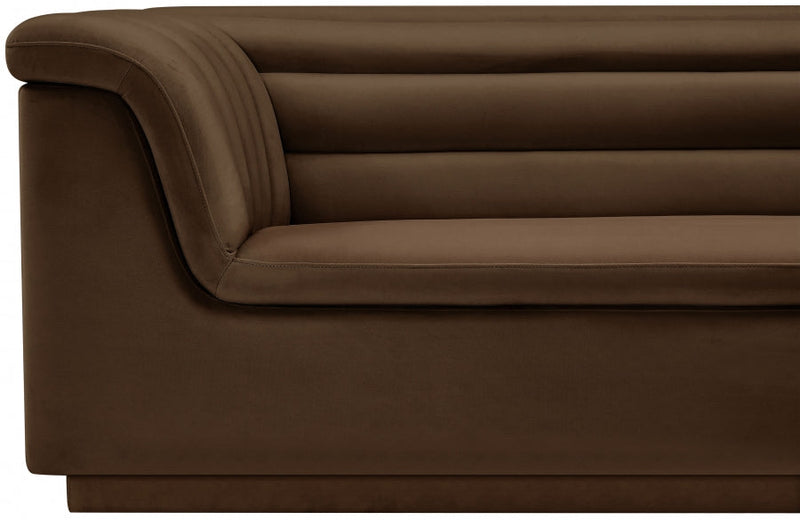 Cascade 94" Velvet Upholstered Fabric Upholstered Sofa in Brown - 192Brown-S