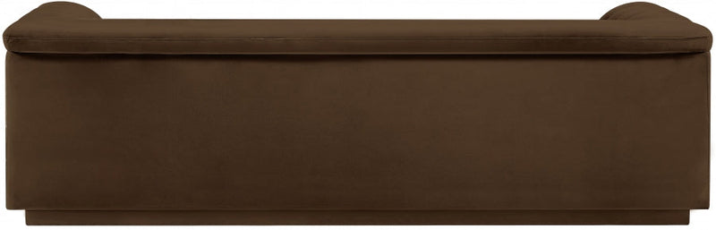 Cascade 94" Velvet Upholstered Fabric Upholstered Sofa in Brown - 192Brown-S