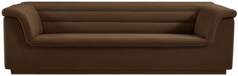 Cascade 94" Velvet Upholstered Fabric Upholstered Sofa in Brown - 192Brown-S