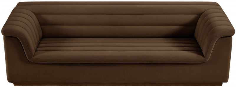 Cascade 94" Velvet Upholstered Fabric Upholstered Sofa in Brown - 192Brown-S