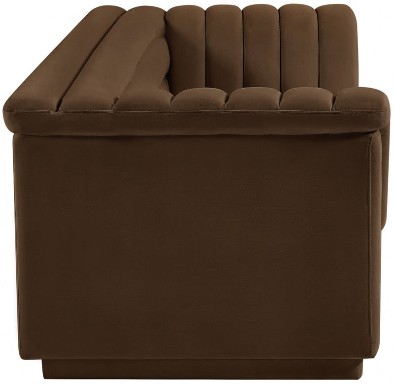Cascade 94" Velvet Upholstered Fabric Upholstered Sofa in Brown - 192Brown-S