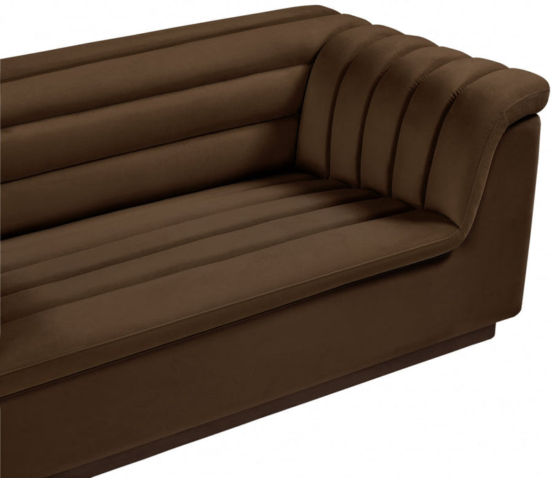 Cascade 94" Velvet Upholstered Fabric Upholstered Sofa in Brown - 192Brown-S