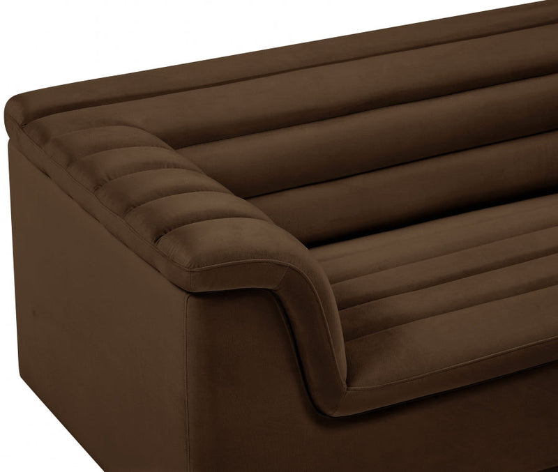 Cascade 94" Velvet Upholstered Fabric Upholstered Sofa in Brown - 192Brown-S