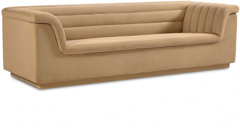 Cascade 94" Velvet Upholstered Fabric Upholstered Sofa in Camel - 192Camel-S