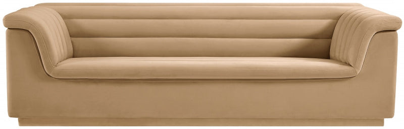 Cascade 94" Velvet Upholstered Fabric Upholstered Sofa in Camel - 192Camel-S