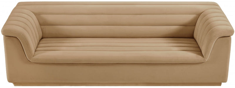 Cascade 94" Velvet Upholstered Fabric Upholstered Sofa in Camel - 192Camel-S