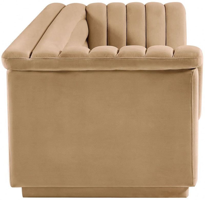 Cascade 94" Velvet Upholstered Fabric Upholstered Sofa in Camel - 192Camel-S