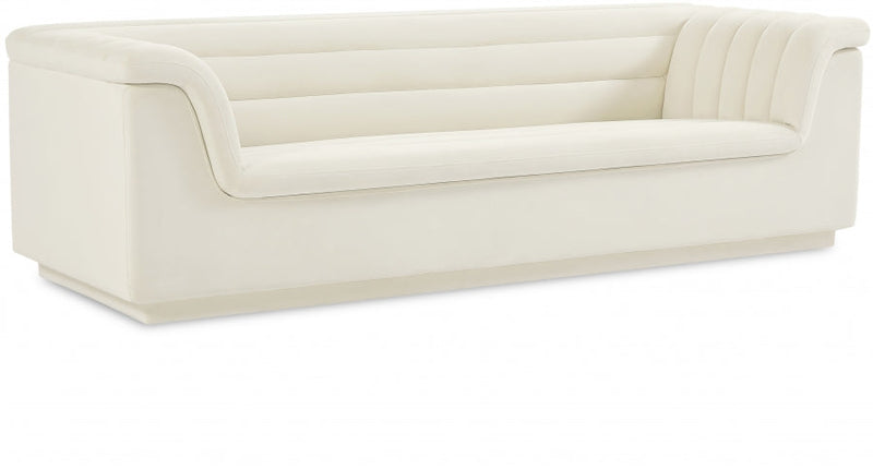 Cascade 94" Velvet Upholstered Fabric Upholstered Sofa in Cream - 192Cream-S