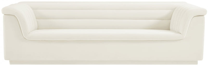 Cascade 94" Velvet Upholstered Fabric Upholstered Sofa in Cream - 192Cream-S