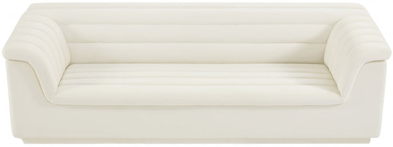 Cascade 94" Velvet Upholstered Fabric Upholstered Sofa in Cream - 192Cream-S