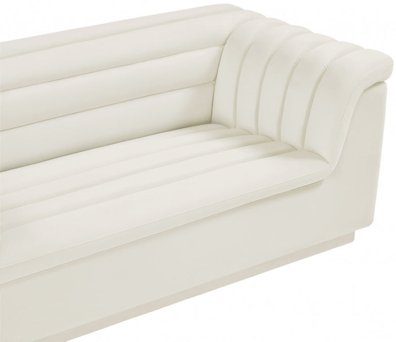 Cascade 94" Velvet Upholstered Fabric Upholstered Sofa in Cream - 192Cream-S