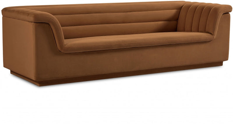 Cascade 94" Velvet Upholstered Fabric Upholstered Sofa in Saddle - 192Saddle-S