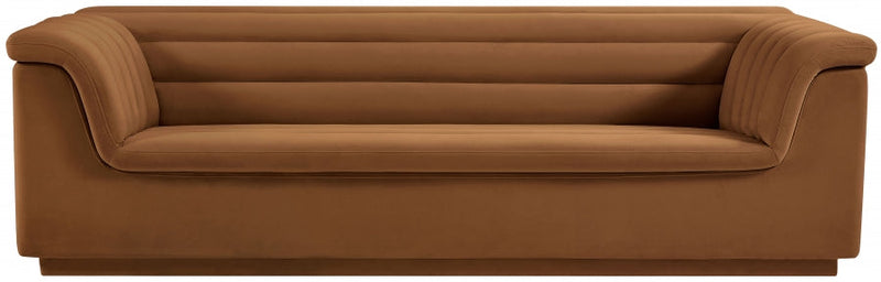 Cascade 94" Velvet Upholstered Fabric Upholstered Sofa in Saddle - 192Saddle-S