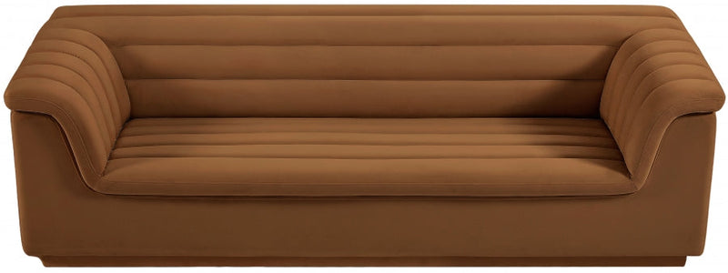 Cascade 94" Velvet Upholstered Fabric Upholstered Sofa in Saddle - 192Saddle-S