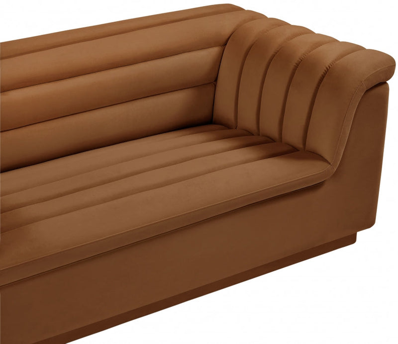 Cascade 94" Velvet Upholstered Fabric Upholstered Sofa in Saddle - 192Saddle-S