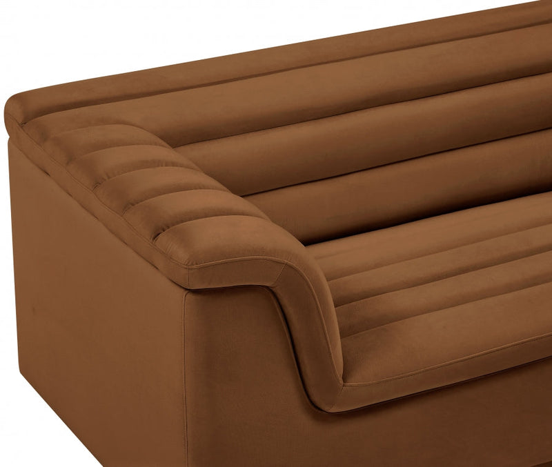 Cascade 94" Velvet Upholstered Fabric Upholstered Sofa in Saddle - 192Saddle-S