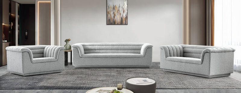 Cascade Boucle Fabric Upholstered Chair in Grey - 191Grey-C