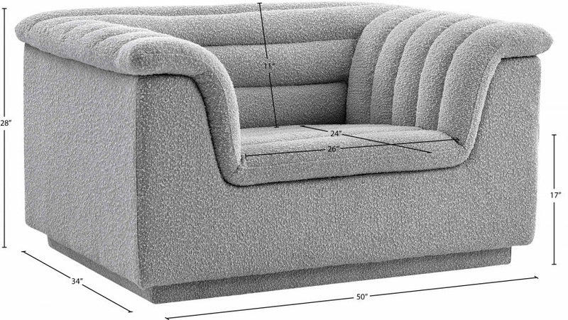 Cascade Boucle Fabric Upholstered Chair in Grey - 191Grey-C