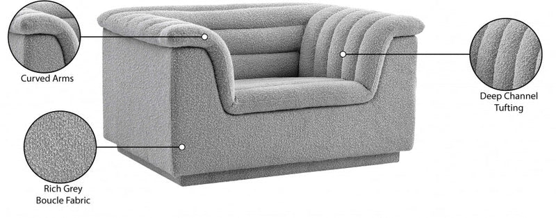 Cascade Boucle Fabric Upholstered Chair in Grey - 191Grey-C