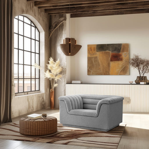 Cascade Boucle Fabric Upholstered Chair in Grey - 191Grey-C