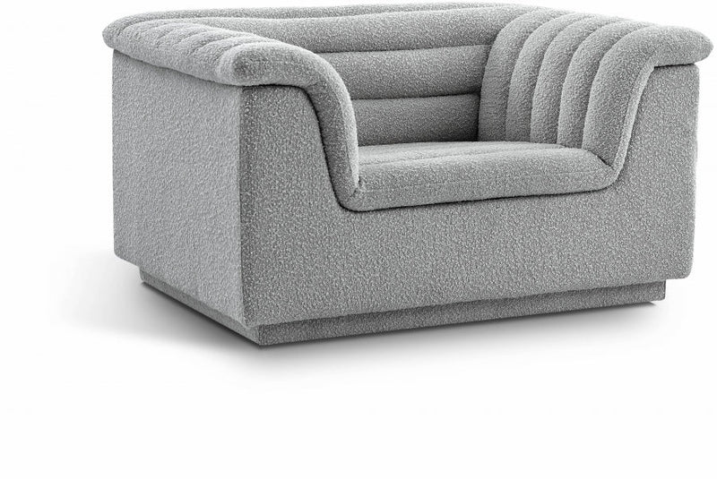 Cascade Boucle Fabric Upholstered Chair in Grey - 191Grey-C