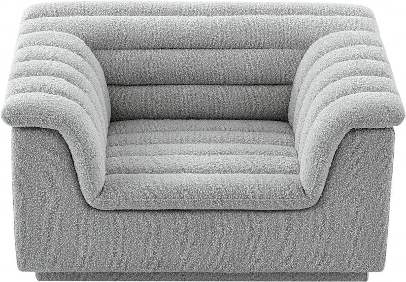 Cascade Boucle Fabric Upholstered Chair in Grey - 191Grey-C
