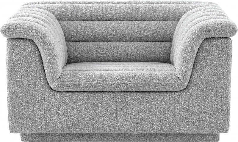 Cascade Boucle Fabric Upholstered Chair in Grey - 191Grey-C