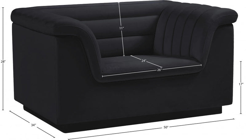 Cascade Velvet Upholstered Fabric Upholstered Chair in Black - 192Black-C
