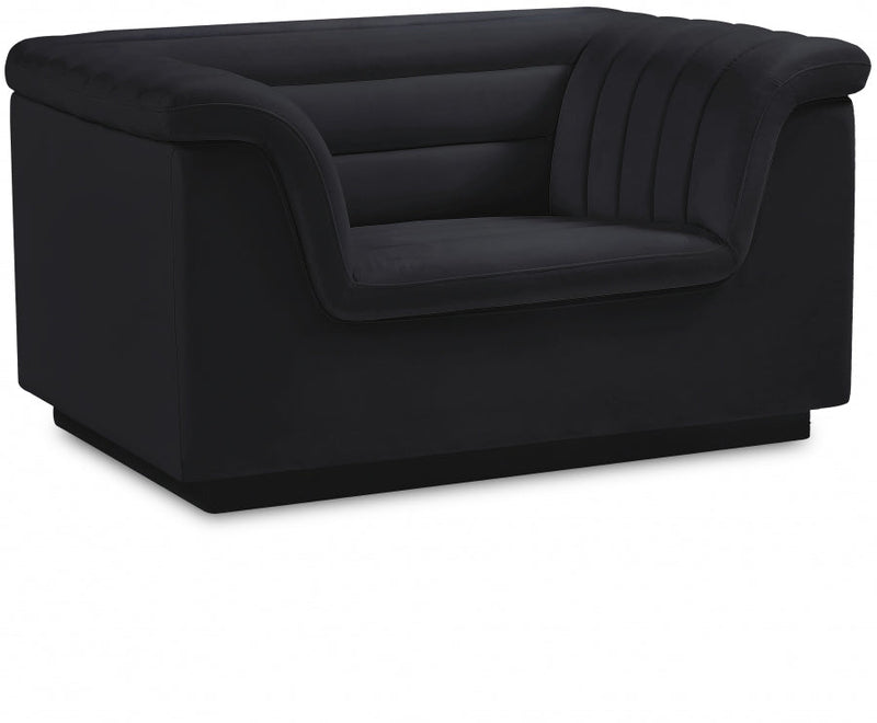 Cascade Velvet Upholstered Fabric Upholstered Chair in Black - 192Black-C