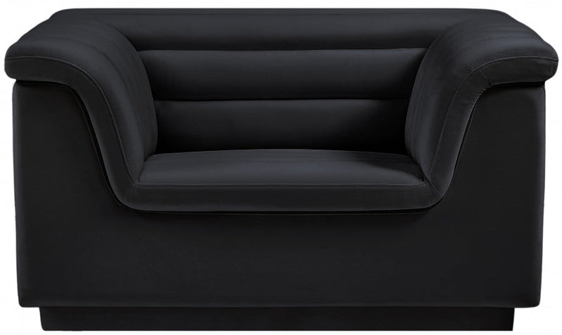 Cascade Velvet Upholstered Fabric Upholstered Chair in Black - 192Black-C
