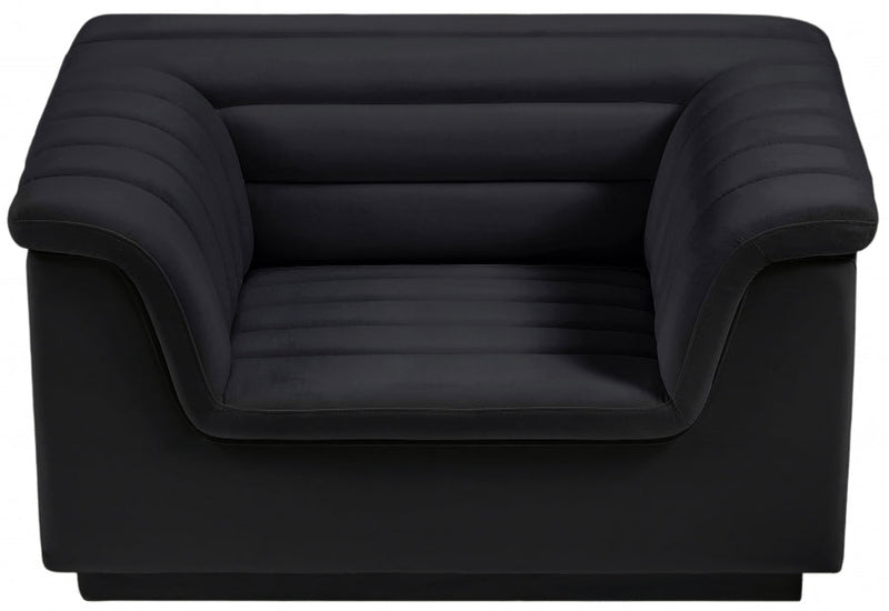 Cascade Velvet Upholstered Fabric Upholstered Chair in Black - 192Black-C