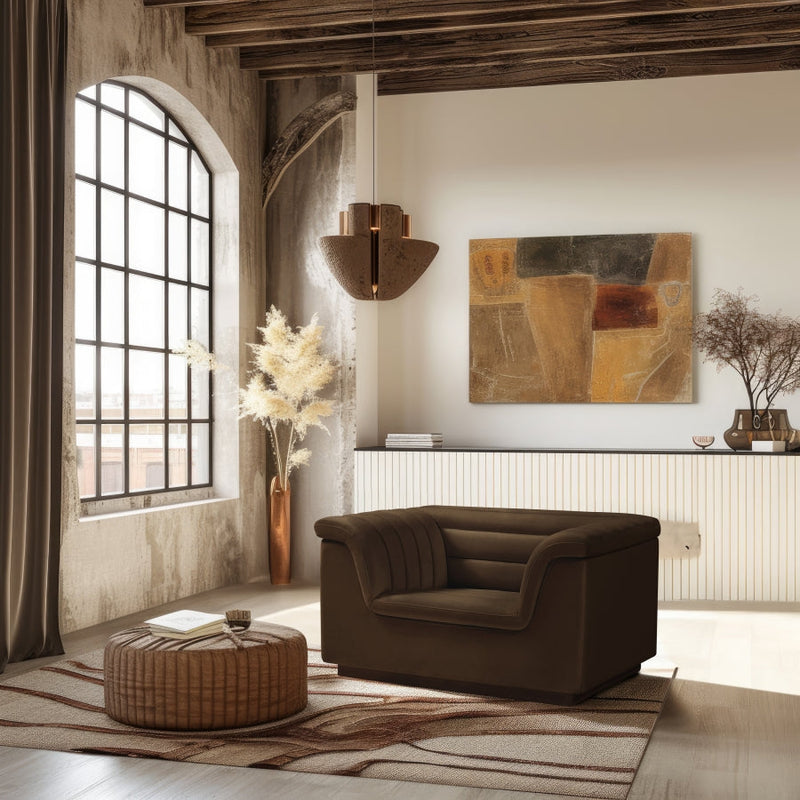 Cascade Velvet Upholstered Fabric Upholstered Chair in Brown - 192Brown-C
