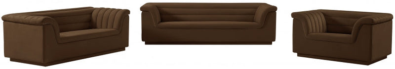 Cascade Velvet Upholstered Fabric Upholstered Chair in Brown - 192Brown-C