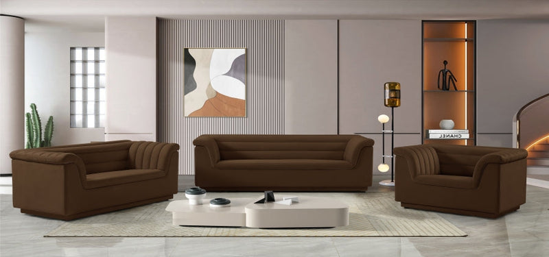 Cascade Velvet Upholstered Fabric Upholstered Chair in Brown - 192Brown-C