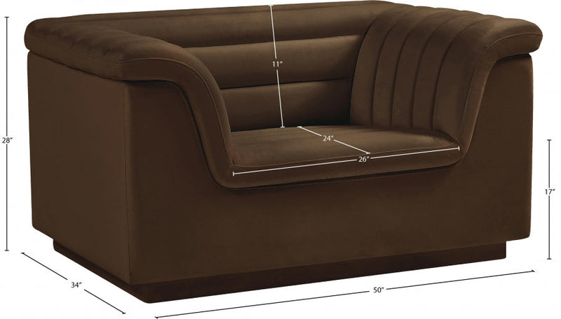 Cascade Velvet Upholstered Fabric Upholstered Chair in Brown - 192Brown-C