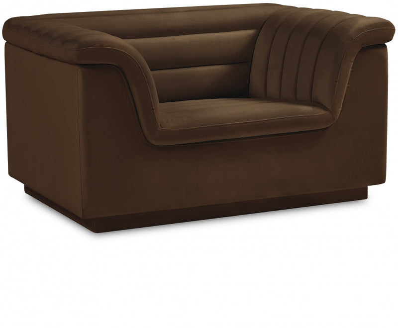 Cascade Velvet Upholstered Fabric Upholstered Chair in Brown - 192Brown-C