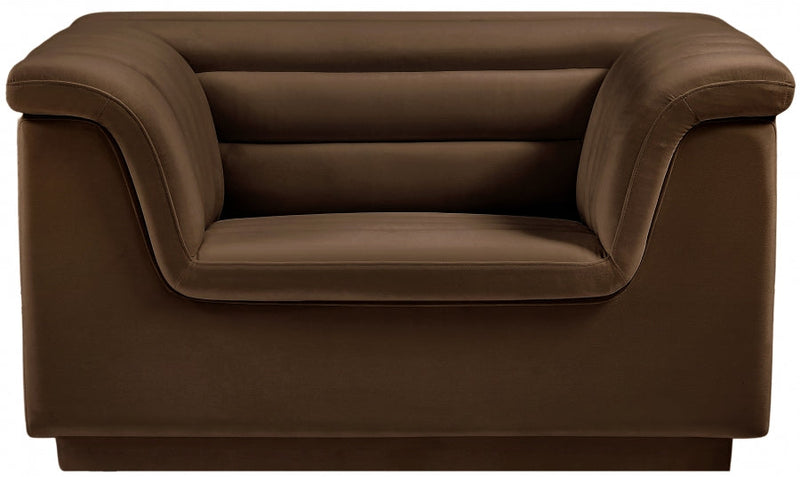 Cascade Velvet Upholstered Fabric Upholstered Chair in Brown - 192Brown-C