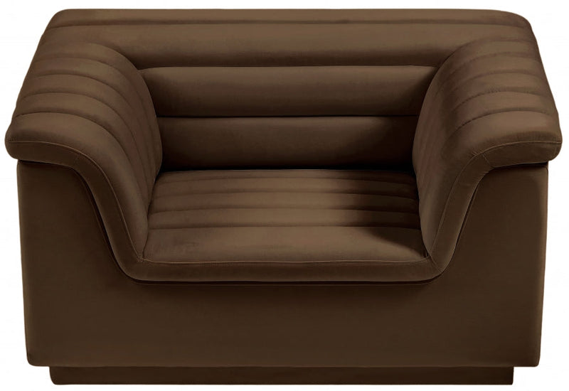 Cascade Velvet Upholstered Fabric Upholstered Chair in Brown - 192Brown-C
