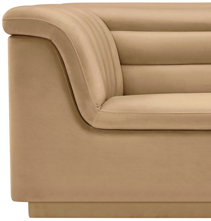 Cascade Velvet Upholstered Fabric Upholstered Chair in Camel - 192Camel-C