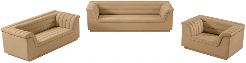 Cascade Velvet Upholstered Fabric Upholstered Chair in Camel - 192Camel-C